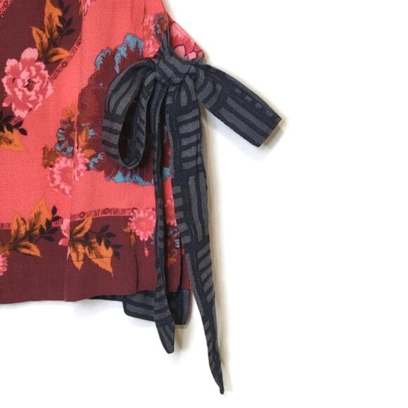 Free People Floral Scoop Neck Sleeveless Side Tie Pink Tank Top Size XS - Picture 6 of 16